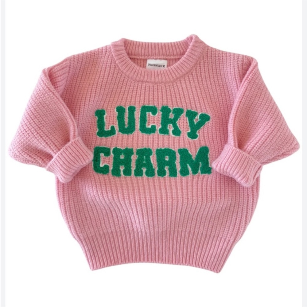 Lucky Charm Pink Knit Sweater for Kids